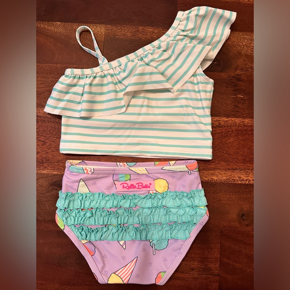 RuffleButts Snow Cone Ruffle Tankini - Picture 2 of 5